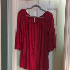 The Hanger Red Blouse Bell Sleeve